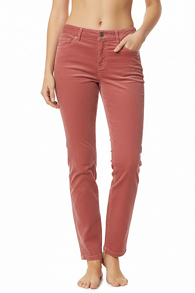 Raffaello Rossi Dámské Manšestrové Rovné Kalhoty Bordó S Kapsami Ležérní Velikost 36