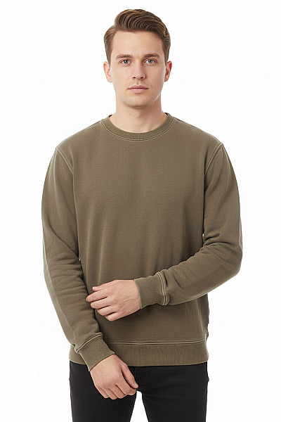 Woolrich Pánská Jednobarevná Mikina Přes Hlavu Khaki Streetwear Vel. L