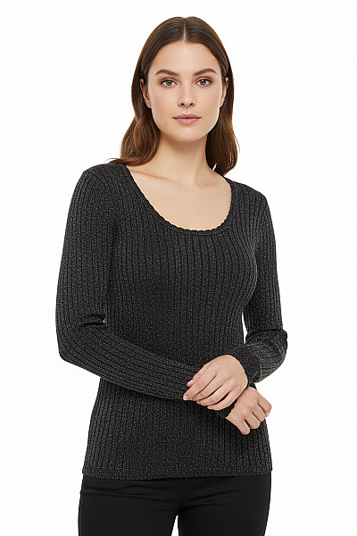 Neo Noir Dámská Viskózová Pletená Halenka černá Lesklá S Dlouhým Rukávem Vel. 42