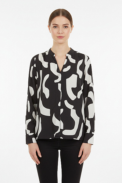 COMMA Dámská Košile S Dlouhým Rukávem Vzorovaná černobílá Velikost 36