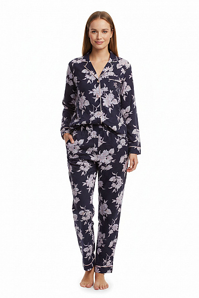 Ralph Lauren Dámské Pyžamo Květinové Modré Velikost M