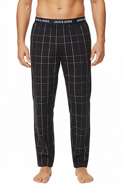 JACK & JONES Pánské Kostkované Pyžamové Kalhoty Tmavé S Potiskem Vel. L