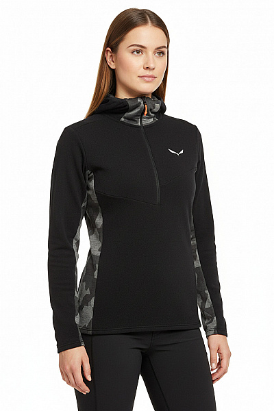 SALEWA Dámská Polyesterová Mikina S Kapucí černá Maskáčová Outdoor Funkční Velikost L