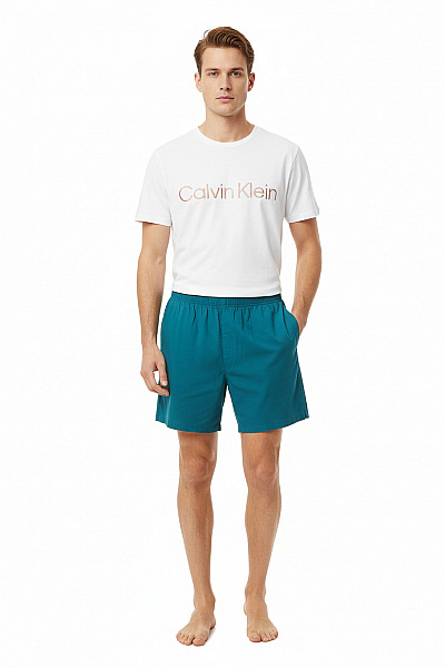 Calvin Klein Pánské Bavlněné Pyžamo Krátké Zelené Velikost M