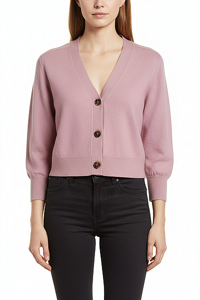 Marc O´Polo Dámský Růžový Crop Kardigan Pletený Propínací S Výstřihem Do V Vel. S