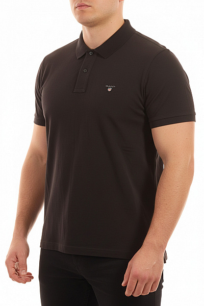GANT Pánské Bavlněné Tmavě Hnědé Polo Tričko S Krátkým Rukávem A Výšivkou Basic Vel. 2xl