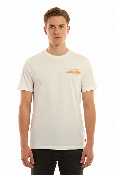 Scotch & Soda Bílé Bavlněné Tričko S Krátkým Rukávem A Potiskem Vel. L