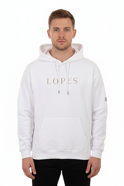 Leandro Lopes Bílá Bavlněná Dámská Mikina S Kapucí A Výšivkou Lopes Streetwear Vel. Xl