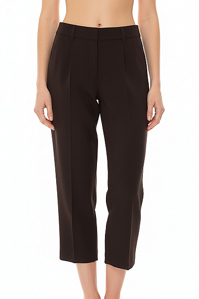 S.OLIVER Dámské Společenské Hnědé široké Volné Elegantní Oblekové Kalhoty S Puky Vel. XXS