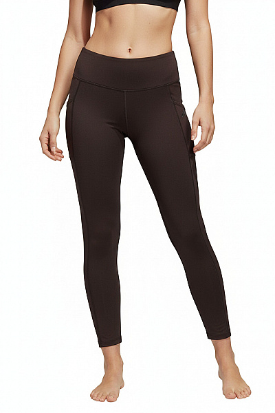 ADIDAS Dámské Sportovní Legíny S Kapsami Na Cvičení Pohodlné Tmavě Hnědé Vel. S