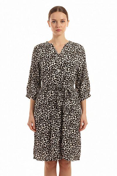 Seidensticker Dámské šaty S Krátkým Rukávem A Páskem Zvířecí Vzor Velikost 42
