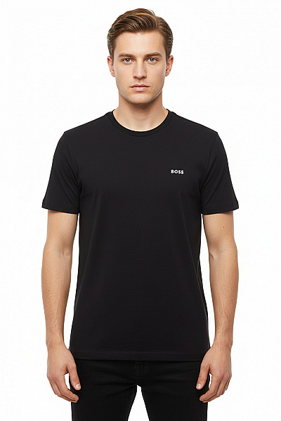 Hugo Boss Bavlněné černé Tričko Basic S Krátkým Rukávem A Nápisem Velikost L