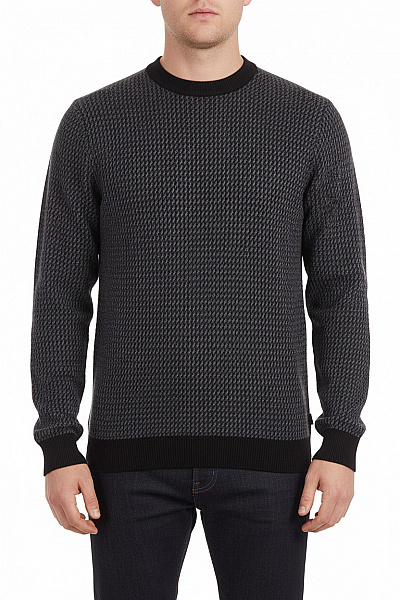 Hugo Boss Pánský Vlněný Pulovr šedý Vzorovaný Se Stojáčkem Podzimní Velikost L