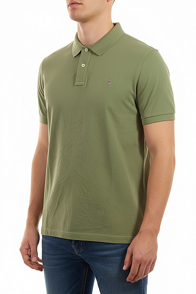 GANT Pánské Bavlněné Khaki Polo Tričko S Krátkým Rukávem A Výšivkou Velikost 2xl