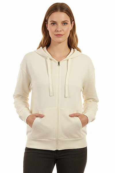 Marc O´Polo Dámská Bavlněná Mikina S Kapucí Na Zip Béžová Velikost M