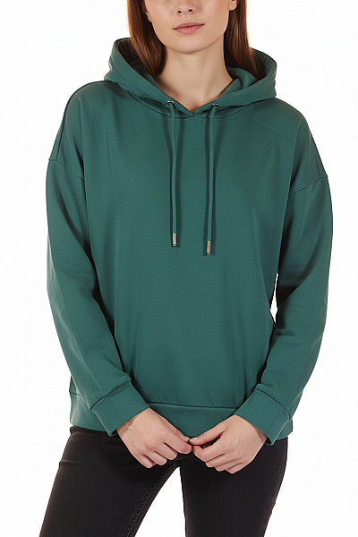 Deluxe Dámská Bavlněná Zelená Mikina S Kapucí Přes Hlavu Jednobarevná Streetwear Vel. S