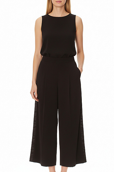 BCBGMAXAZRIA Dámské Polyesterové Společenské Kalhoty černé široké Elegantní S Puky S Lampasem Vel. 8