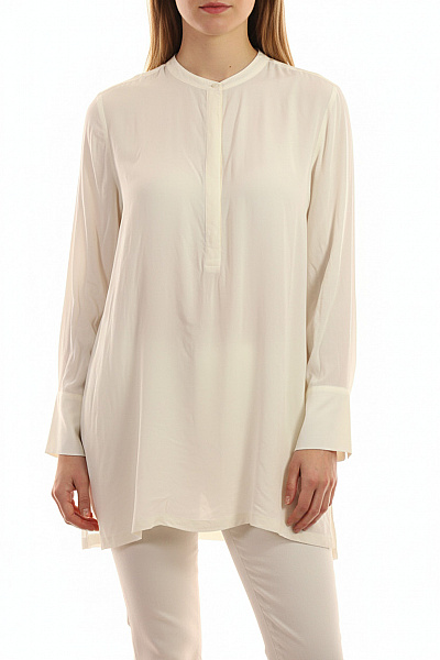 ETERNA Viskózová Bílá Dámská Halenka Dlouhý Rukáv Volná Tuniková Elegantní Vel. 46