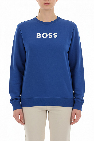 Hugo Boss Dámská Modrá Mikina Přes Hlavu S Dlouhým Rukávem Jednobarevná Streetwear Vel. Xl