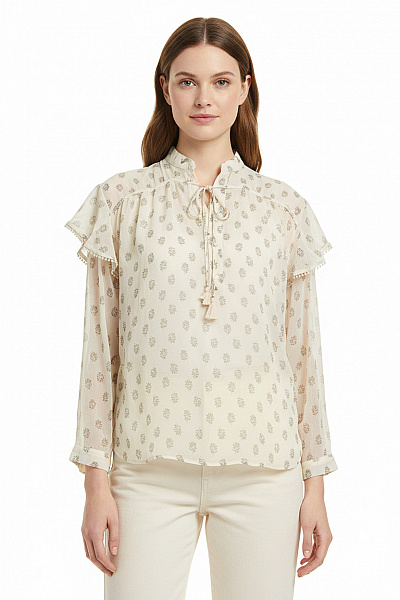 Reserved Dámská Halenka S Dlouhým Rukávem A Potiskem Béžová Velikost L