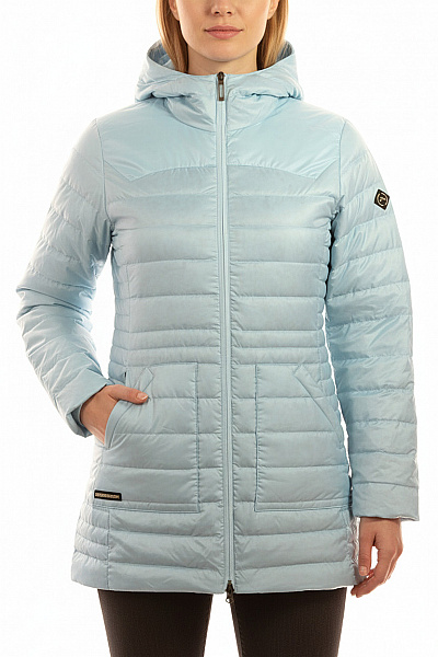 POWDERHORN Dámská Prošívaná Lehká Přechodová Bunda S Kapucí Světle Modrá Vel. L