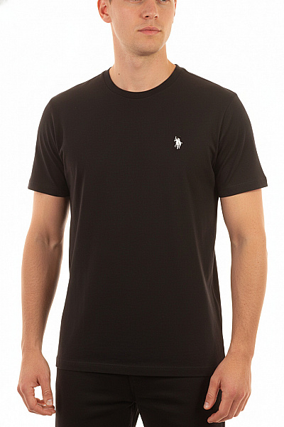 U.S.POLO ASSN. Pánské Bavlněné Tričko černé S Krátkým Rukávem Basic S Výšivkou Velikost XL