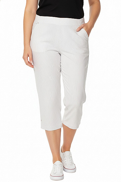 Key West Bavlněné 3/4 Kalhoty Pruhované Volné Pohodlné S Pružným Pasem Vel. XL