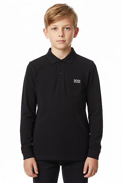 Hugo Boss Dětské Chlapecké Dlouhý Rukáv Polo Tričko Černé Klasický Styl Vel. 126