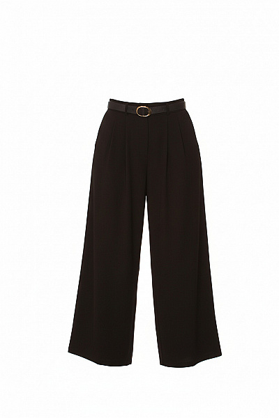 Dámské černé Bavlněné široké Volné Kalhoty S Páskem Elegantní Velikost L