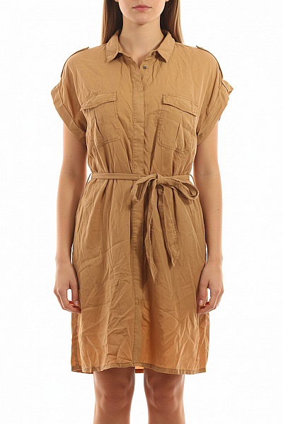 HM  Dámské Košilové šaty Krátké Lyocellové S Páskem Khaki Safari Volné Denní Vel. 42