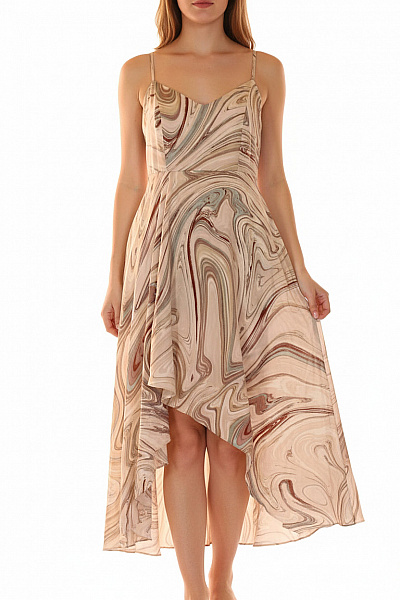 Dámské šaty Letní Boho Asymetrické Na Ramínka Barevné Velikost L