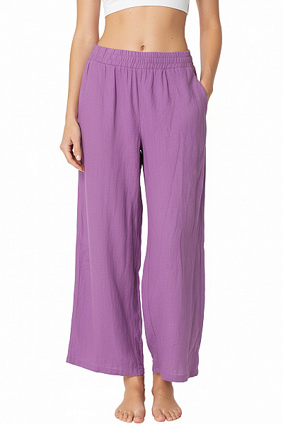 Minimum Dámské Fialové Viskózové Lněné Volné široké Tříčtvrteční Pohodlné Kalhoty Velikost 38