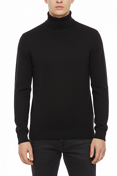 JACK & JONES Pánský černý Rolák Dlouhý Rukáv Základní Teplý Přes Hlavu Vel. S