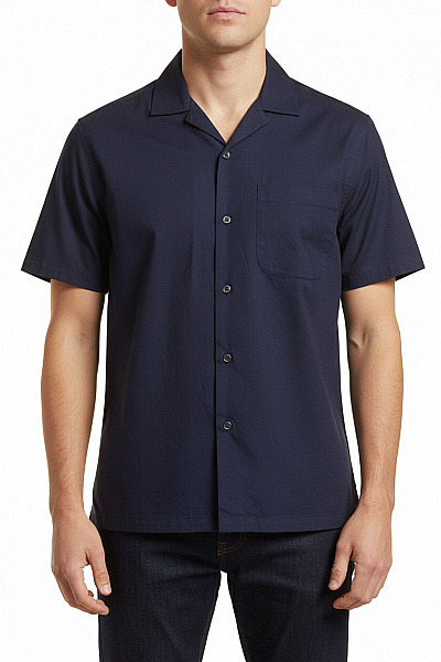 Abercrombie&Fitch Pánská Tmavě Modrá Košile Krátký Rukáv Letní Ležérní Regular Fit Velikost M