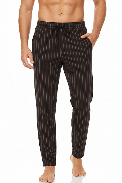 TRENDYOL Pánské černé Pruhované Volnočasové Kalhoty S Gumou V Pase Velikost M