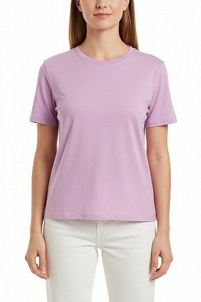 PIECES Dámské Crop Top Tričko Fialové Basic S Krátkým Rukávem A Kulatým Výstřihem Velikost L