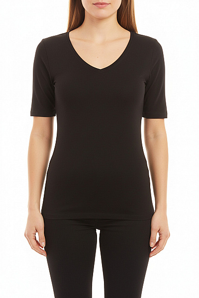 LAWRENCE GREY Dámské černé Tričko S Krátkým Rukávem Basic Vel. L