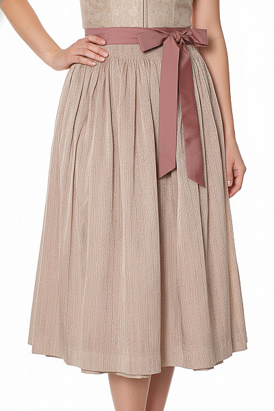 Dámská Béžová Sukně Midi S Mašlí Vzorovaná Romantická Řasená Velikost 34