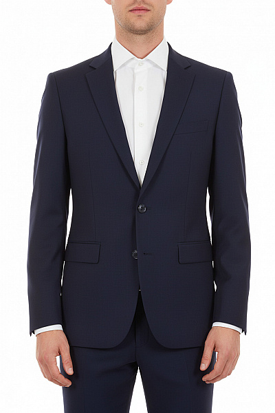 Polyesterové Modré Sako Jednořadé Vypasované Elegantní Business Na Běžné Nošení Velikost 36R