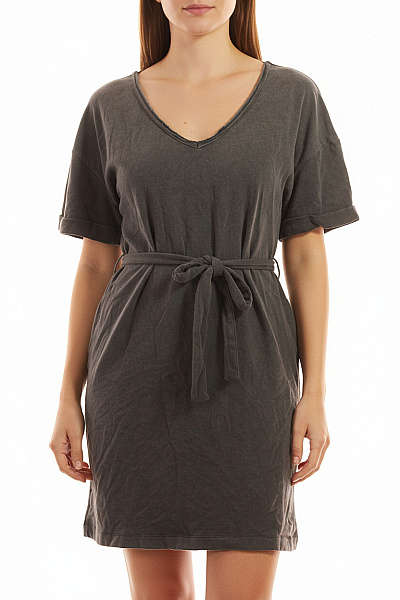 COTTON CANDY Šedé Dámské Tričkové šaty S Krátkým Rukávem A Páskem Vel. XL