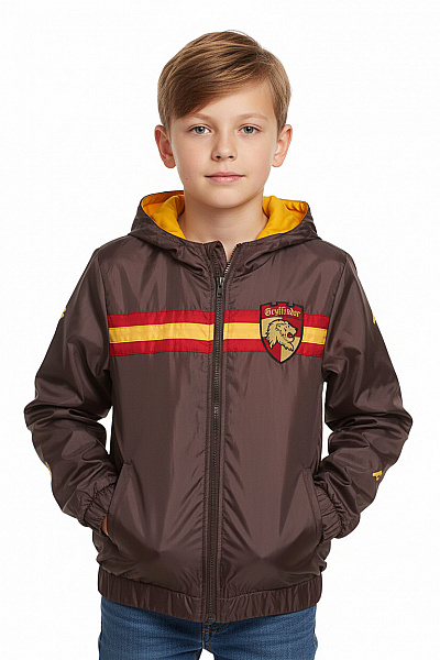 Dětská Chlapecká Bunda Hnědá Žlutá Červená Kapuce Zip Gryffindor Sportovní Vel. 10