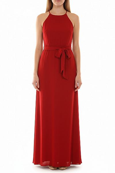 Dámské červené Dlouhé šaty S Páskem Na Ramínka Společenské Vel. L