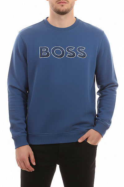 Hugo Boss Pánská Modrá Crewneck Mikina Bez Kapuce S Potiskem Vel. XXL