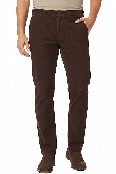 GARDEUR Pánské Hnědé Manšestrové Rovné Kalhoty Volnočasové S Kapsami Vel. 50