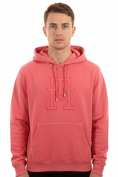 TOMMY HILFIGER Bavlněná Růžová Mikina Streetwear Oversized S Kapucí Klokaní Kapsou Velikost L