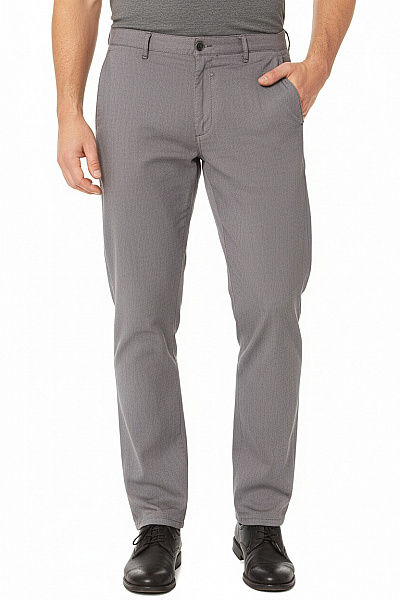 ALBERTO Pánské Kalhoty šedé Pruhované Rovné Ležérní Dlouhé S Kapsami Velikost 36/34