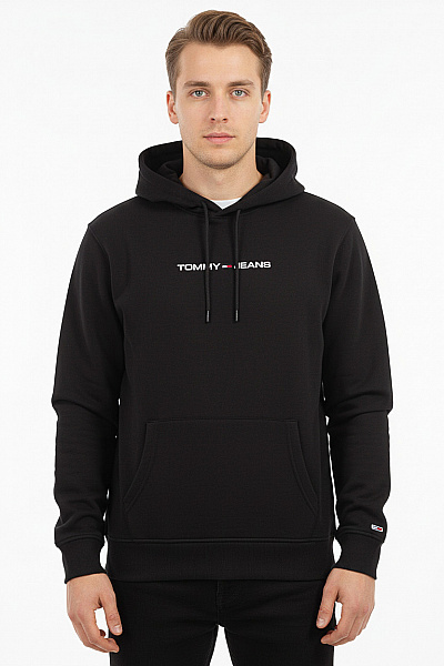 TOMMY HILFIGER Bavlněná černá Mikina S Kapucí Přes Hlavu Streetwear S Klokaní Kapsou Velikost Xl