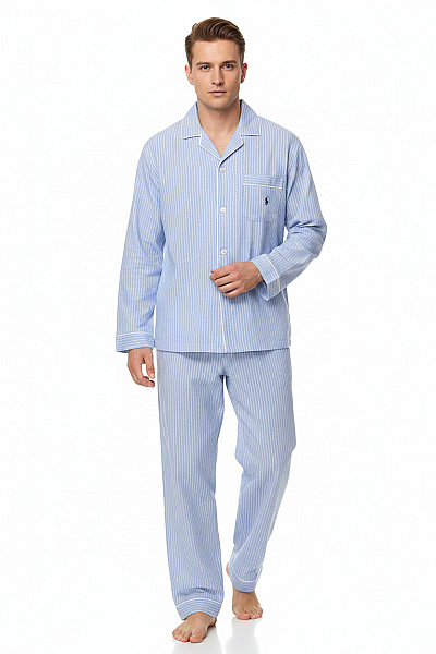 Ralph Lauren Pánské Pruhované Bavlněné Pyžamo Modré Velikost L