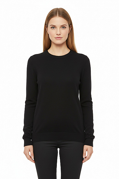 Dine'n Dance Dámský Vlněný černý Pulovr Basic Dlouhý Rukáv Elegantní Přes Hlavu Vel. 34