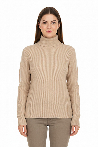 LAWRENCE GREY Dámský Kašmírový Rolák žebrovaný Podzimní Zimní Béžový Velikost 36